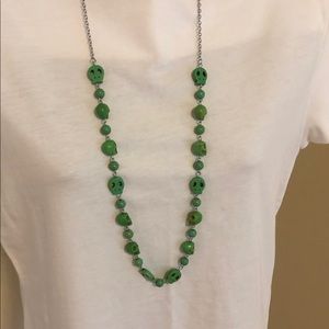 Green Howlite Skull Necklace